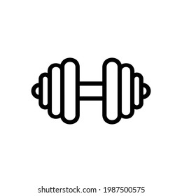 Dumbbell Barbell Vector Icon in Outline Style. Vector illustration icon can be used for an app, website, or part of a logo.