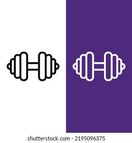 Dumbbell Barbell Vector Icon in Outline Style. Vector illustration icon can be used for an app, website, or part of a logo.