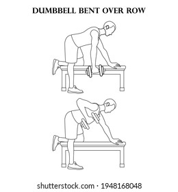 Dumbbell Bent Over Row Exercise Vector Stock Vector (Royalty Free ...