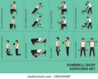 Dumbbell Bicep Exercise Moves Manga Gym Set Illustration