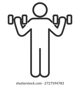 Icono del ejercicio del rizo del bíceps de la mancuerna, ilustración del esquema del entrenamiento de la fuerza de la aptitud en fondo transparente