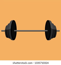 A Dumbbell in black color for exercise in red color background vector color drawing or illustration.