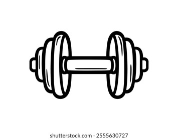 Dumb-bell black icon. Weightlifting barbell vector symbol. Barbell vector icon for web graphic design. Weight-lifting sign.  Bodybuilding, gym, crossfit, workout. Sport equipment. Sport icon