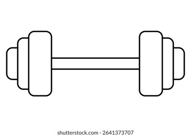 Dumbbell black line icon. Gym heavy strength training dumbbell line pictograms. Dumbbell logo vector symbol. Vector illustration. 