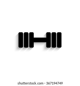 Dumbbell - black  vector icon with shadow