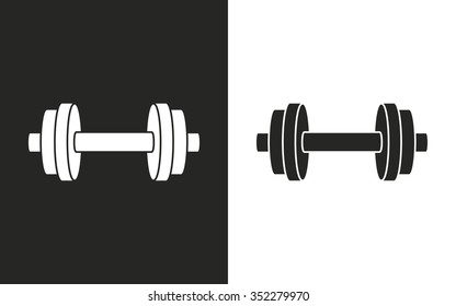 Dumbbell  -  black and white icons. Vector illustration