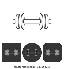 Dumbbell   -  black and white icons. Vector illustration. 