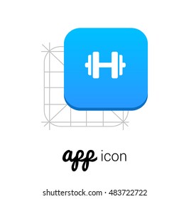 Dumbbell Blue Mobile App UI/UX Button Corporate Logo / Icon Design