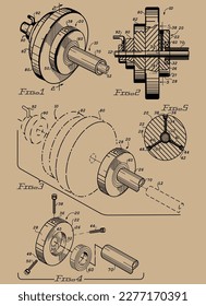 dumbbell blue print logo, Club vintage emblems vector illustration.