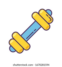 Dumbbell blue RGB color icon. Gym equipment. Sports goods. Active lifestyle. Body care. Power lifting. Muscle training. Weightlifting with barbell. Fitness workout. Isolated vector illustration