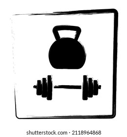 Dumbbell brush in a frame, vector illustration.