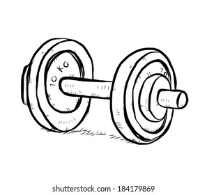 dumbbell / cartoon vector and illustration, black and white, hand drawn, sketch style, isolated on white background.