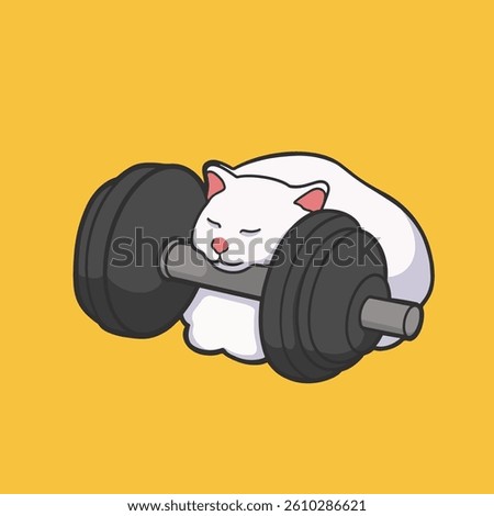 Dumbbell Cat Meme Sticker T-shirt Vector Cute Illustration