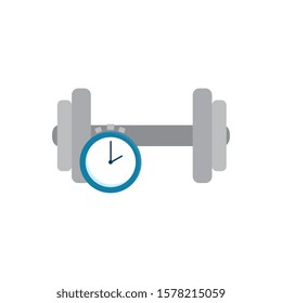 dumbbell with chronometer time isolated icon vector illustration design