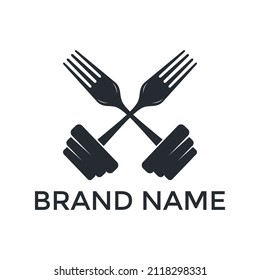 dumbbell combination fork vector logo design