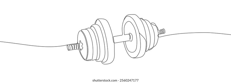 Dumbbell continuous line drawing vector illustration. Gym, fitness, sport, weight, strength, training symbol