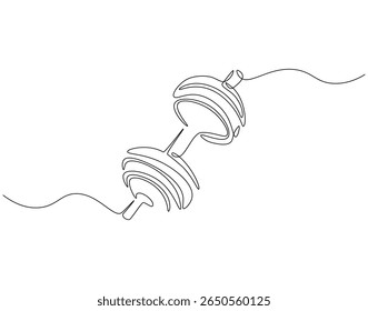 Dumbbell continuous line. Continuous one line drawing of dumbbell. Fitness equipment concept. Single line drawing