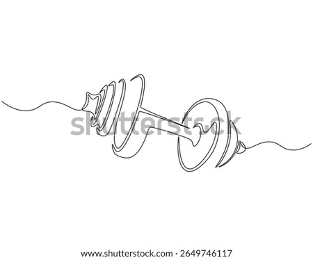 Dumbbell continuous line. Continuous one line drawing of dumbbell. Fitness equipment concept. Single line drawing