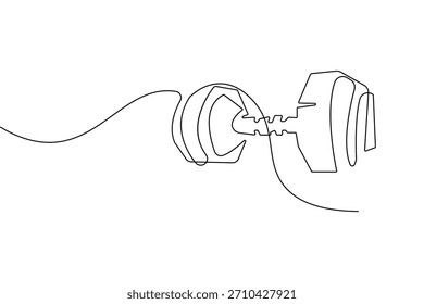 Dumbbell continuous one line drawing minimalist vector isolated flat sketch illustration