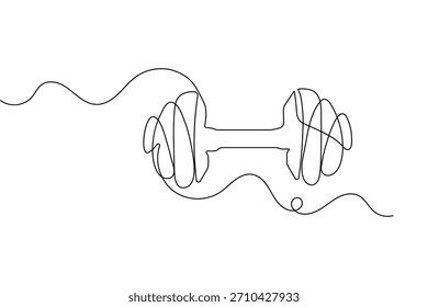 Dumbbell continuous one line drawing minimalist vector isolated flat sketch illustration