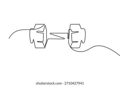 Dumbbell continuous one line drawing minimalist vector isolated flat sketch illustration