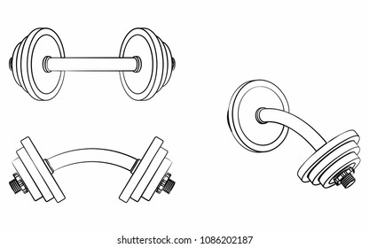 Dumbbell curved, different outline like a brushstrokes