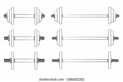 Dumbbell, different outline like a brushstrokes