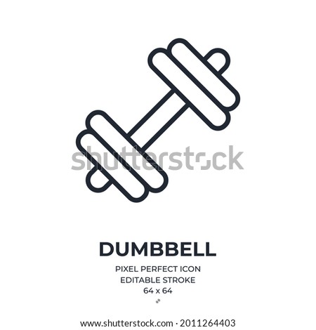 Dumbbell editable stroke outline icon isolated on white background flat vector illustration. Pixel perfect. 64 x 64.