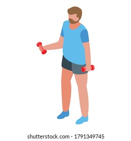 Dumbbell exercise personal trainer icon. Isometric of dumbbell exercise personal trainer vector icon for web design isolated on white background