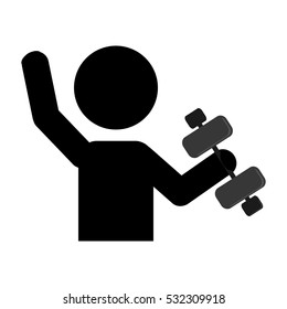 dumbbell exercise pictogram icon image vector illustration design 