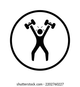 Dumbbell, exercise, weight icon. Black vector design.