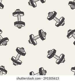 dumbbell fitness doodle seamless pattern background