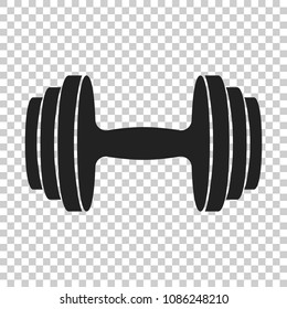 Dumbbell fitness gym in flat style. Barbell illustration on isolated transparent background. Bodybuilding sport concept.