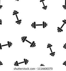 Dumbbell fitness gym icon seamless pattern background. Business concept vector illustration. Barbell bodybuilding sport symbol pattern.