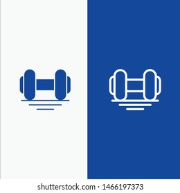 Dumbbell, Fitness, Gym, Lift Line and Glyph Solid icon Blue banner Line and Glyph Solid icon Blue banner. Vector Icon Template background