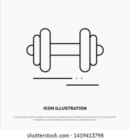 Dumbbell, Fitness, Sport, Motivation Line Icon Vector