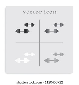 Dumbbell flat black and white vector icon.