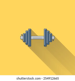 Dumbbell flat icon with long shadow vector illustration.