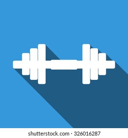 Dumbbell flat icon with long shadow. Vector Illustration