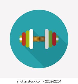 dumbbell flat icon with long shadow,eps10