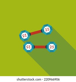 dumbbell flat icon with long shadow,eps10