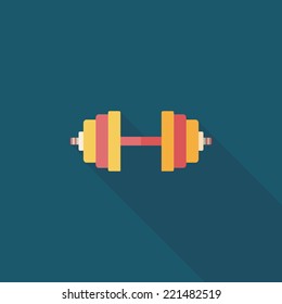 dumbbell flat icon with long shadow,eps10
