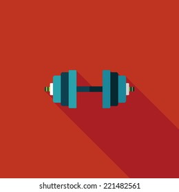 dumbbell flat icon with long shadow,eps10