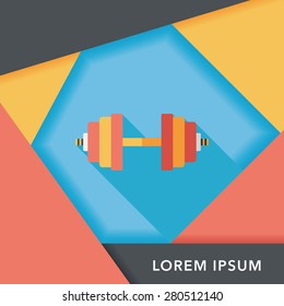 dumbbell flat icon with long shadow,eps10