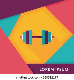 dumbbell flat icon with long shadow,eps10