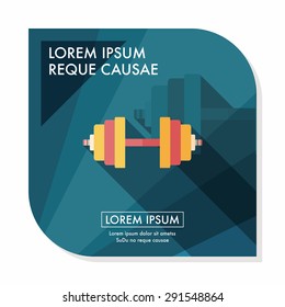 dumbbell flat icon with long shadow,eps10