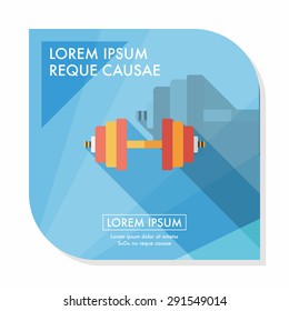 dumbbell flat icon with long shadow,eps10