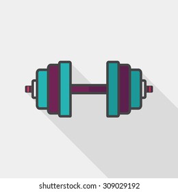 dumbbell flat icon with long shadow,eps10