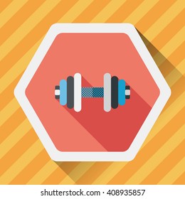 dumbbell flat icon with long shadow,eps10