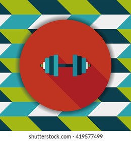dumbbell flat icon with long shadow,eps10